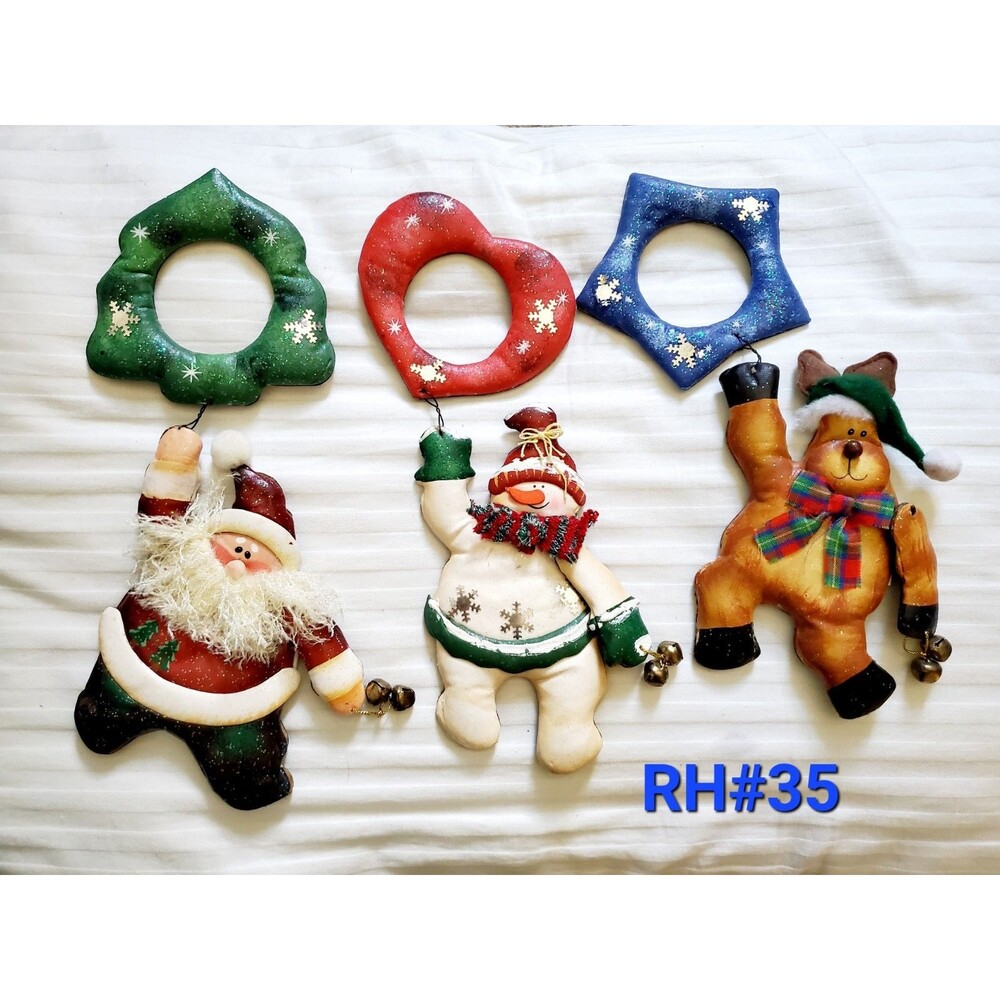 Handmade Padded Fabric Paper Mache Door Knob Hangers 3pk. - RH#35